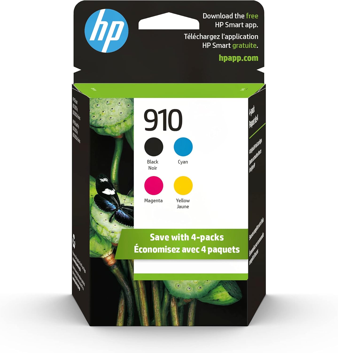 Original HP 910 Black, Cyan, Magenta, Yellow Ink Cartridges (4-pack) | Works with HP OfficeJet 8010, 8020 Series, HP OfficeJet Pro 8020