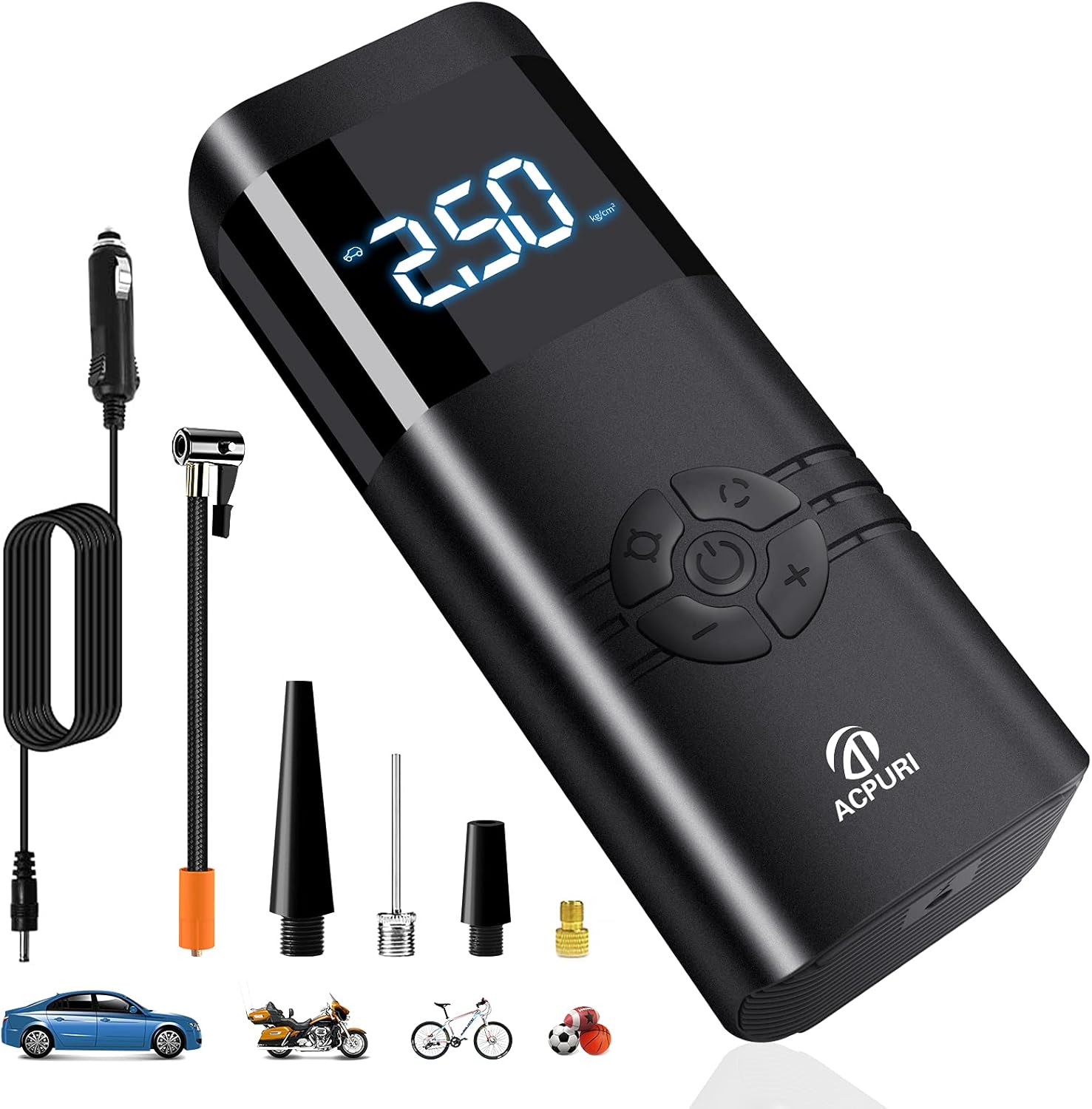 Portable Air Compressor Tire Inflator: 12V DC Auto Tire Pump Car Tire Inflator with Digital Pressure Gauge, Fast Inflation