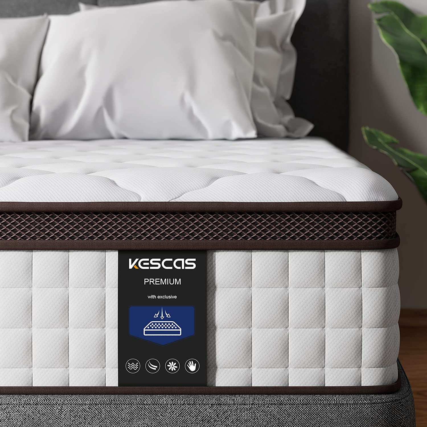 Queen Size Hybrid Mattress, Kescas 8 inch Queen Mattress with Cooling Gel Memory Foam, Fiberglass Free, Medium Firm - Radiant Selections