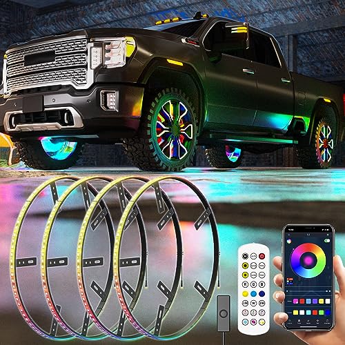 SUNPIE Wheel Lights for Truck - Universal 14.5’’ RGB Rim Light for Car/SUV