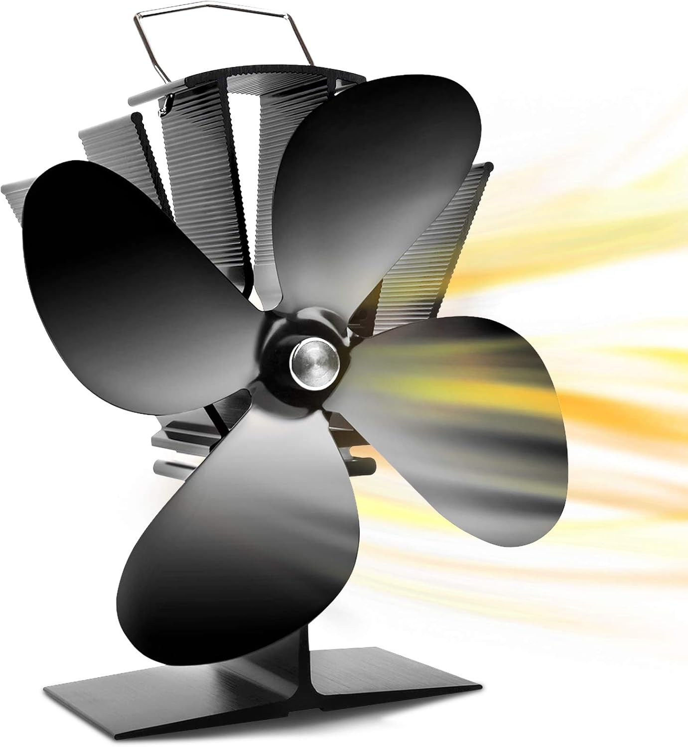CXhome 104°F/40°C Fast Start Heat Powered Stove Fan for Wood, 4-Blade Fireplace Fans