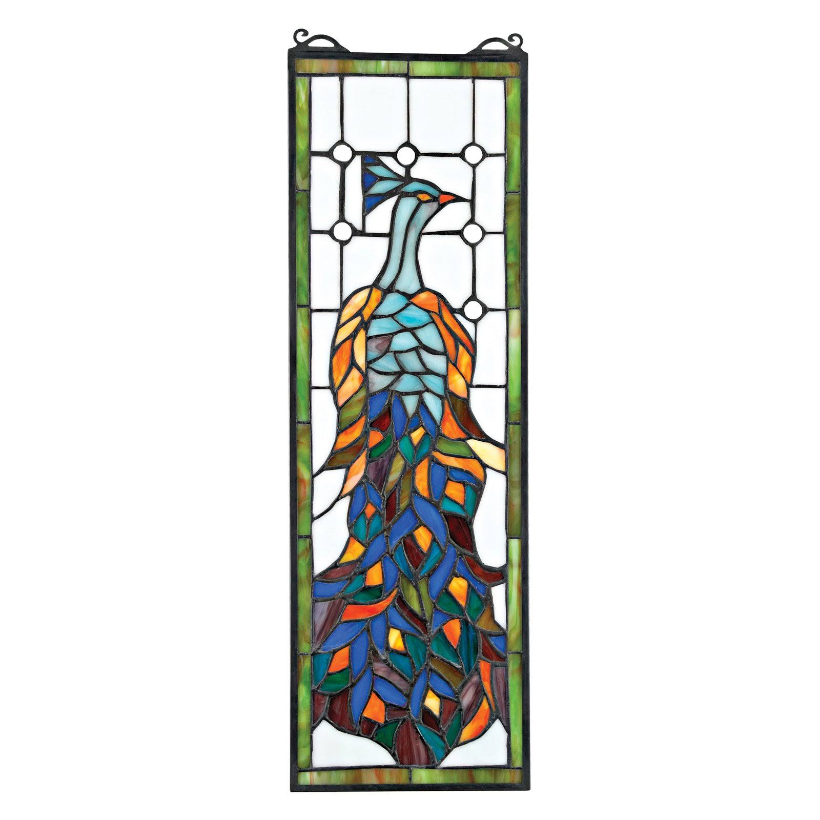 Design Toscano Pleasant Peacock Stained Glass Window