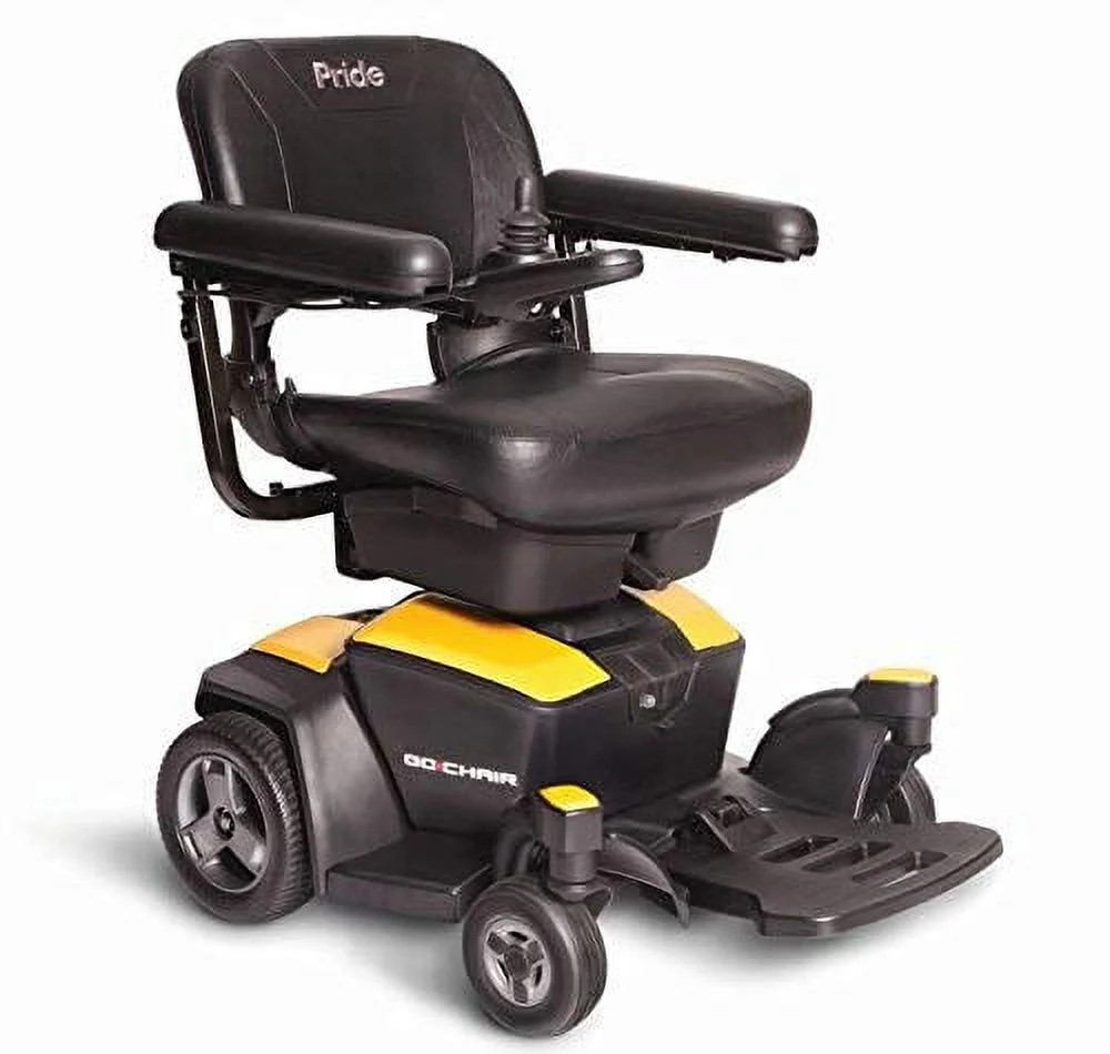 New GO CHAIR Pride Mobility Travel Electric Powerchair + 18AH batteries upgrade (Citrine Yellow) - Radiant Selections
