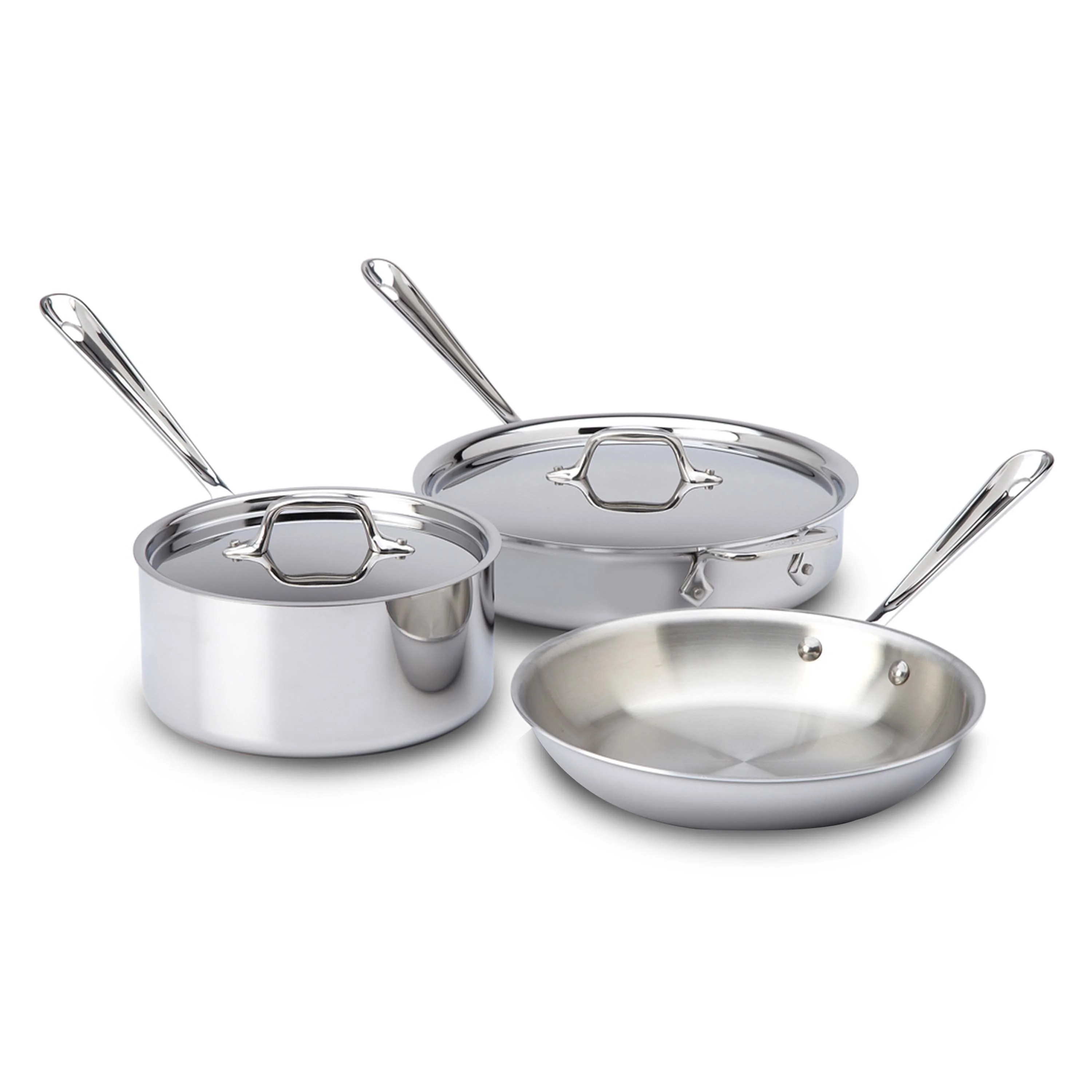 All-Clad D3 Stainless 3-ply Bonded Cookware Set, 5 piece Set - Curated Treasures Market
