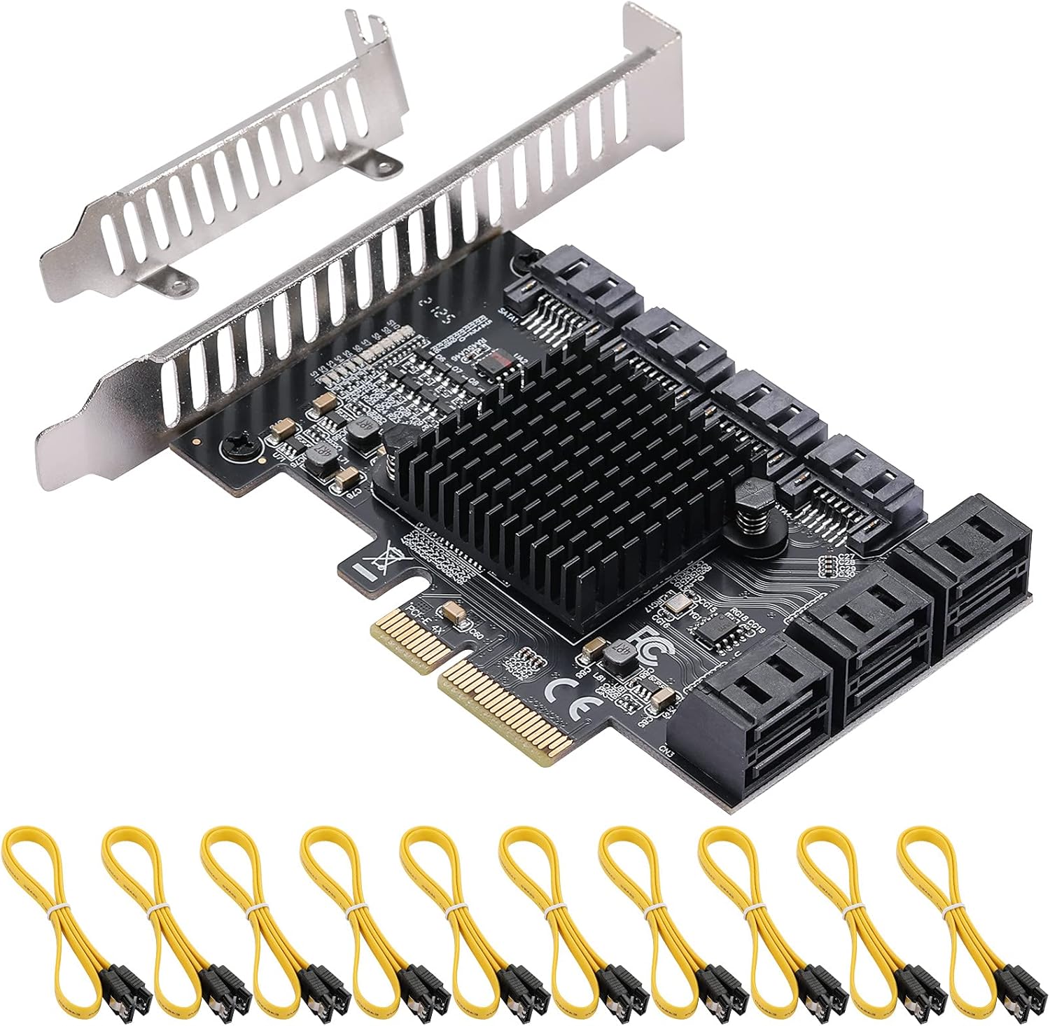JKTINK PCI Express to 16 ports1X Card, 6 Gbps SATA 3.0 Controller, PCIe Expansion Card, Non-Raid, Supports HDDS