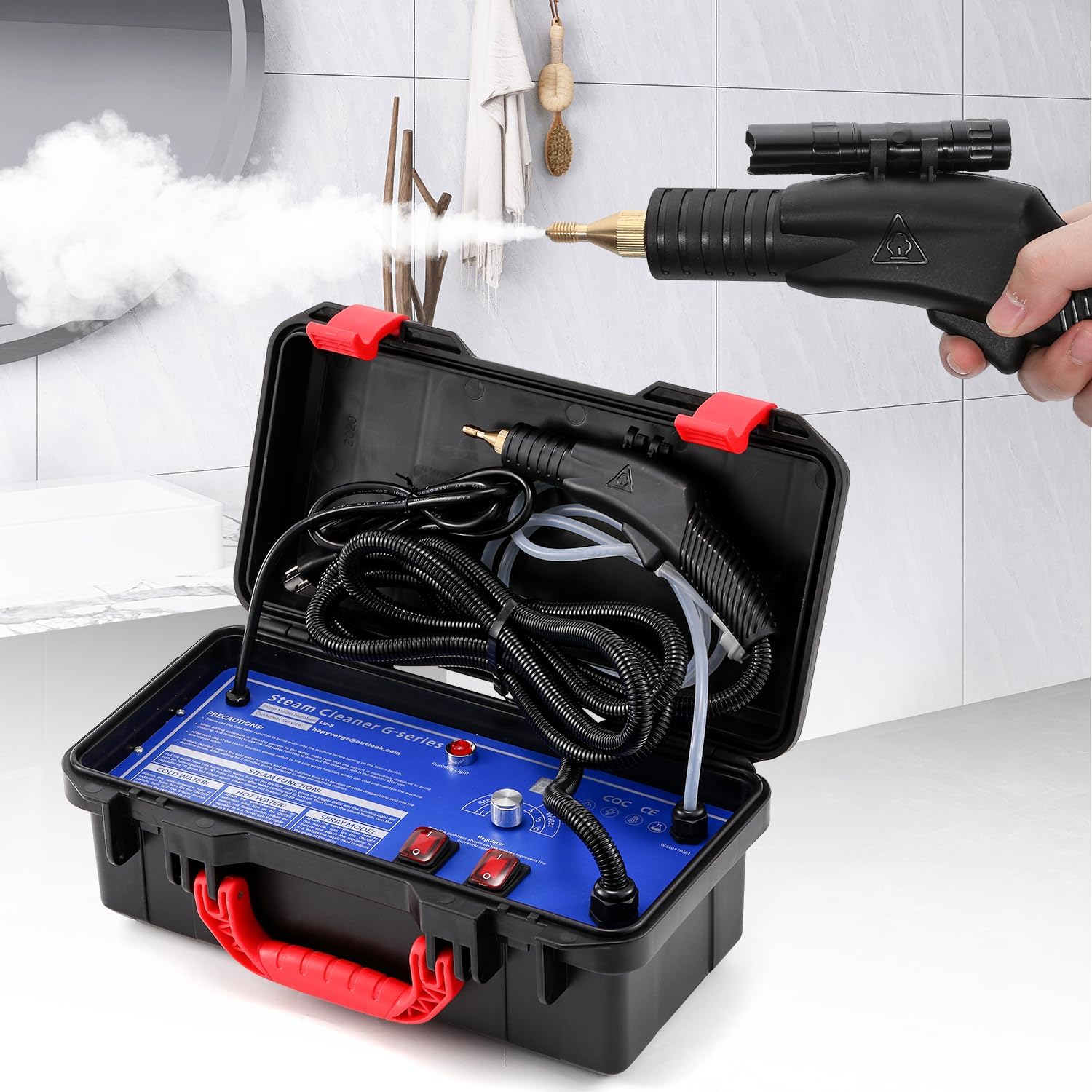 High Pressure Steam Cleaner, 1700W Steamer for Cleaning Grout Tile, Heavy Duty Portable Steamer Cleaner for Car Auto