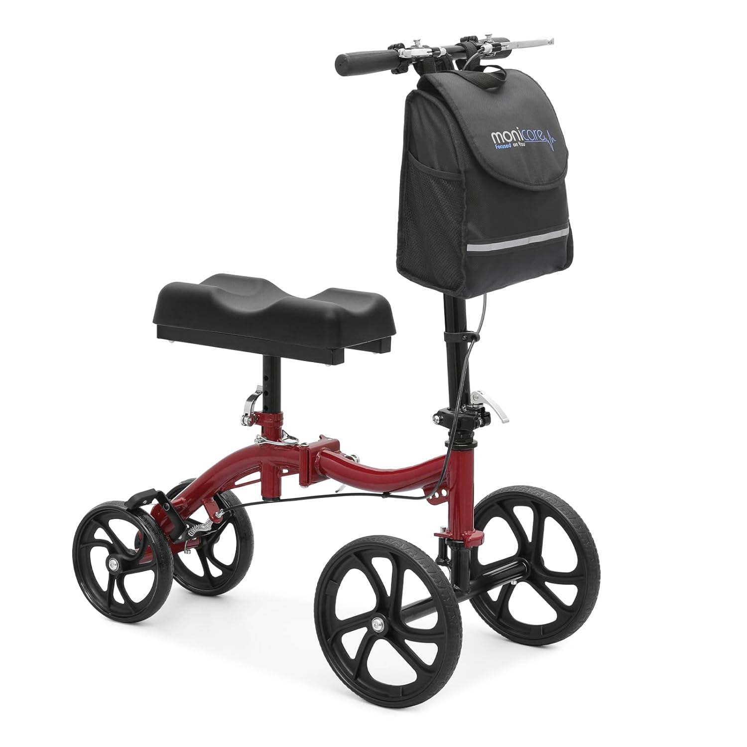 Knee Walker Compact All Terrain 10'' Front Wheels Adjustable Height Knee Scooter with Dual Braking System and Removable Storage for Ankle and Foot