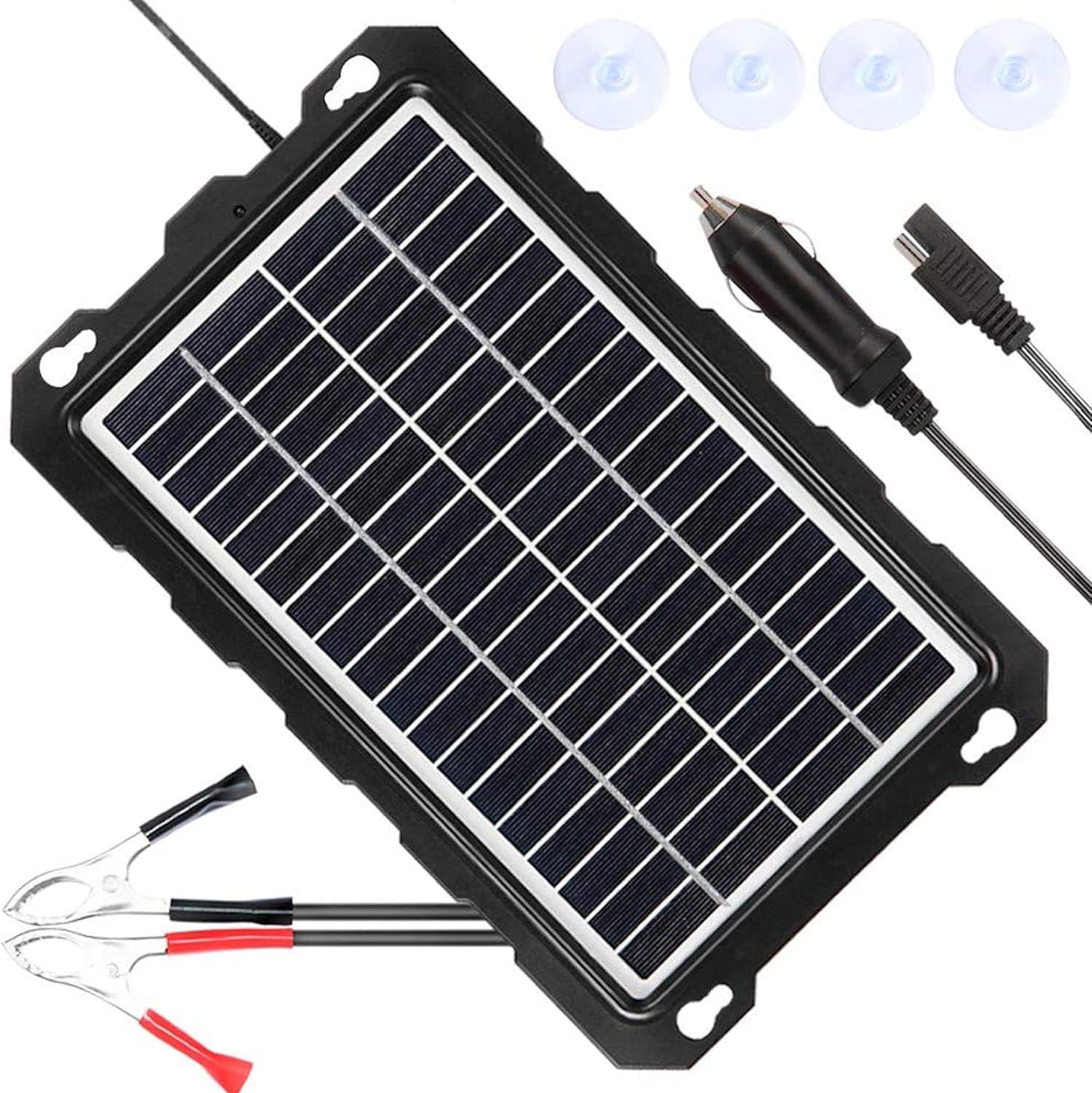 OYMSAE 7.5W Solar Car Battery Trickle Charger & Maintainer 12V Solar Panel Power Charger Kit for Automotive, Motorcycle, Boat, Marine, RV, Trailer