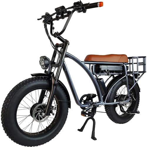 Smlro E5 Electric Retro Cargo Bicycle 2000W Dual Motor 35MPH Motorcycle Ebike 48V 18Ah AWD EBike 20" Fat Tire 7 Speed E Bike MTB Mountain City Road
