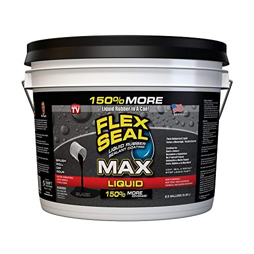 Flex Seal Liquid MAX, 2.5 Gallon, Black, Liquid Rubber Coating Sealant, Waterproof, Flexible, Breathable, and UV Resistant, Roof Repair, Basements