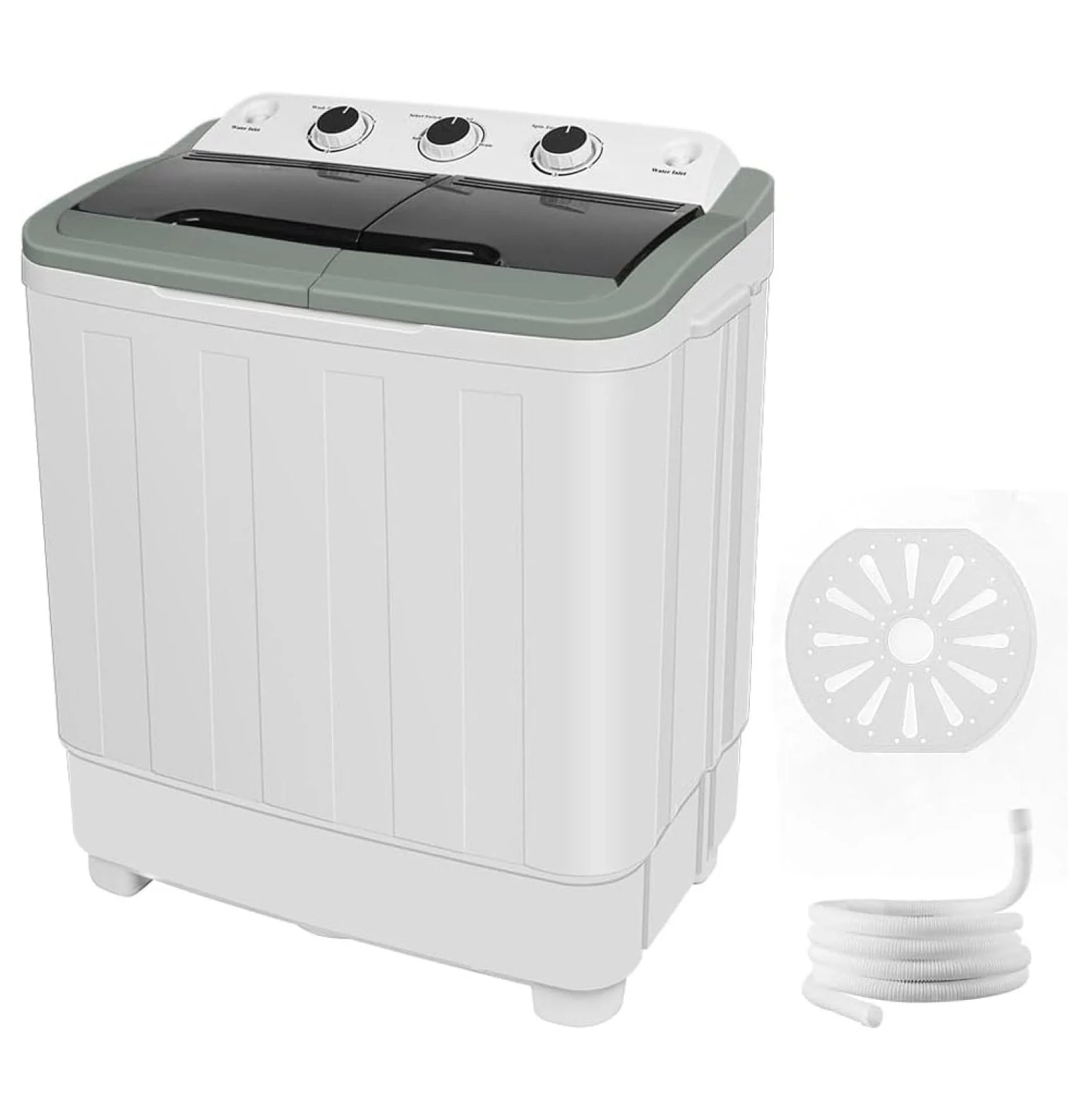 Portable Washing Machine 24lbs Mini Washing Machine Washer(15lbs)&Spiner(9lbs),Washer and Dryer Combo with Premium Metal Bucket for Apartments