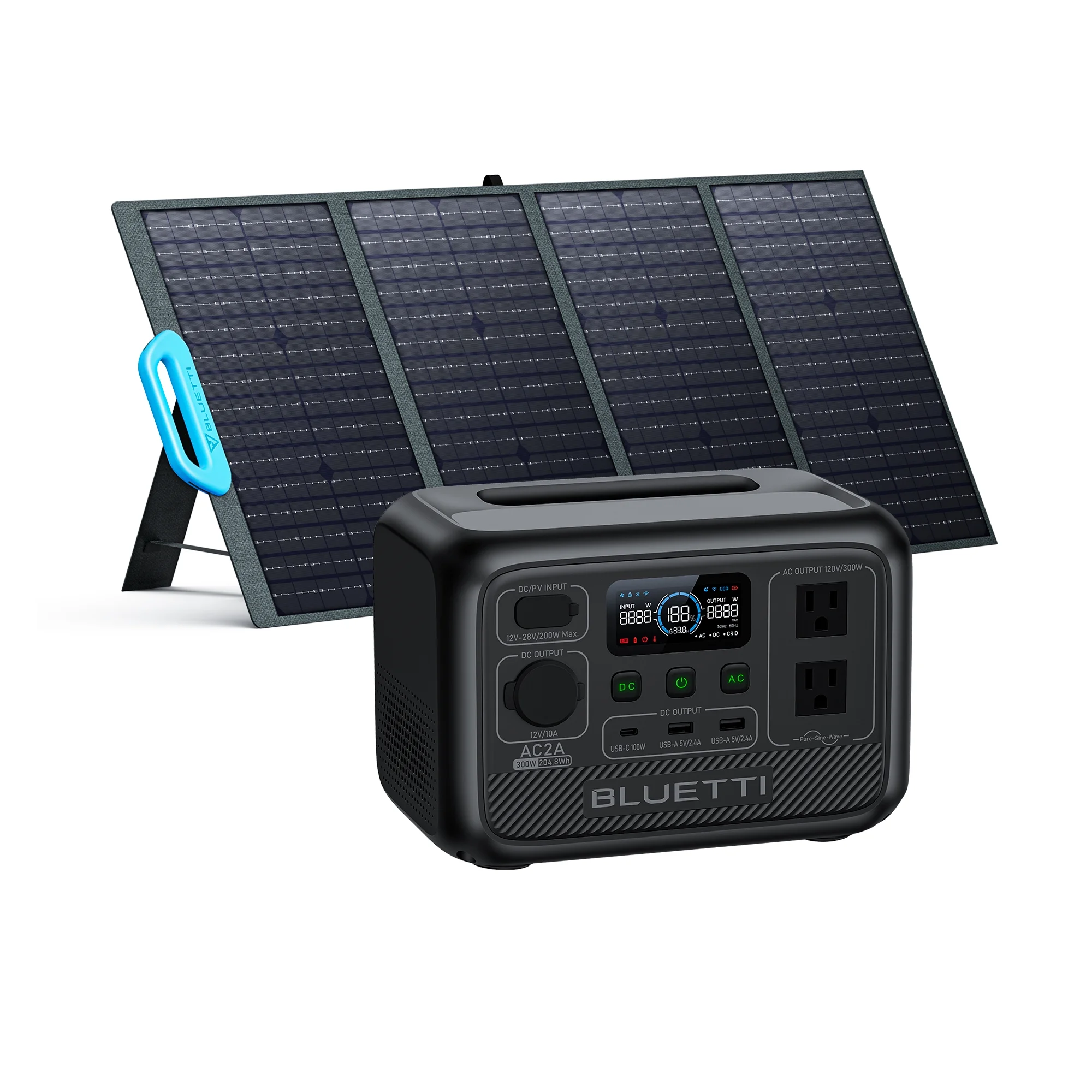BLUETTI AC2A Portable Solar Generator and 120W PV120 Solar Panel