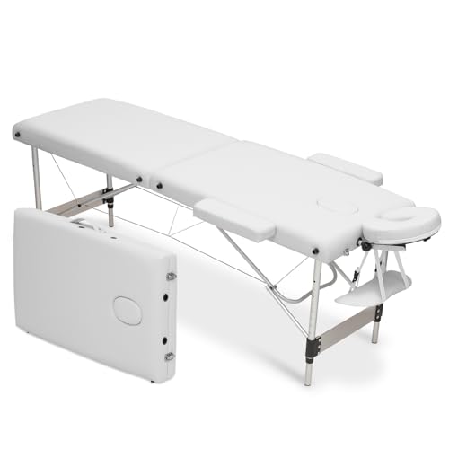 MoNiBloom Massage Table 2 Fold Portable Massage Table 82" Massage Bed Height Adjustable SPA Bed w/Carry Case Aluminum Alloy Frame Foldable Massage