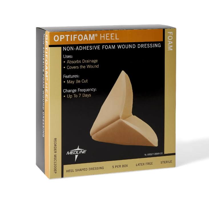 Medline Optifoam Heel Non-Adhesive Wound Dressing,Heel Shaped,40/Case,MSC1200EP