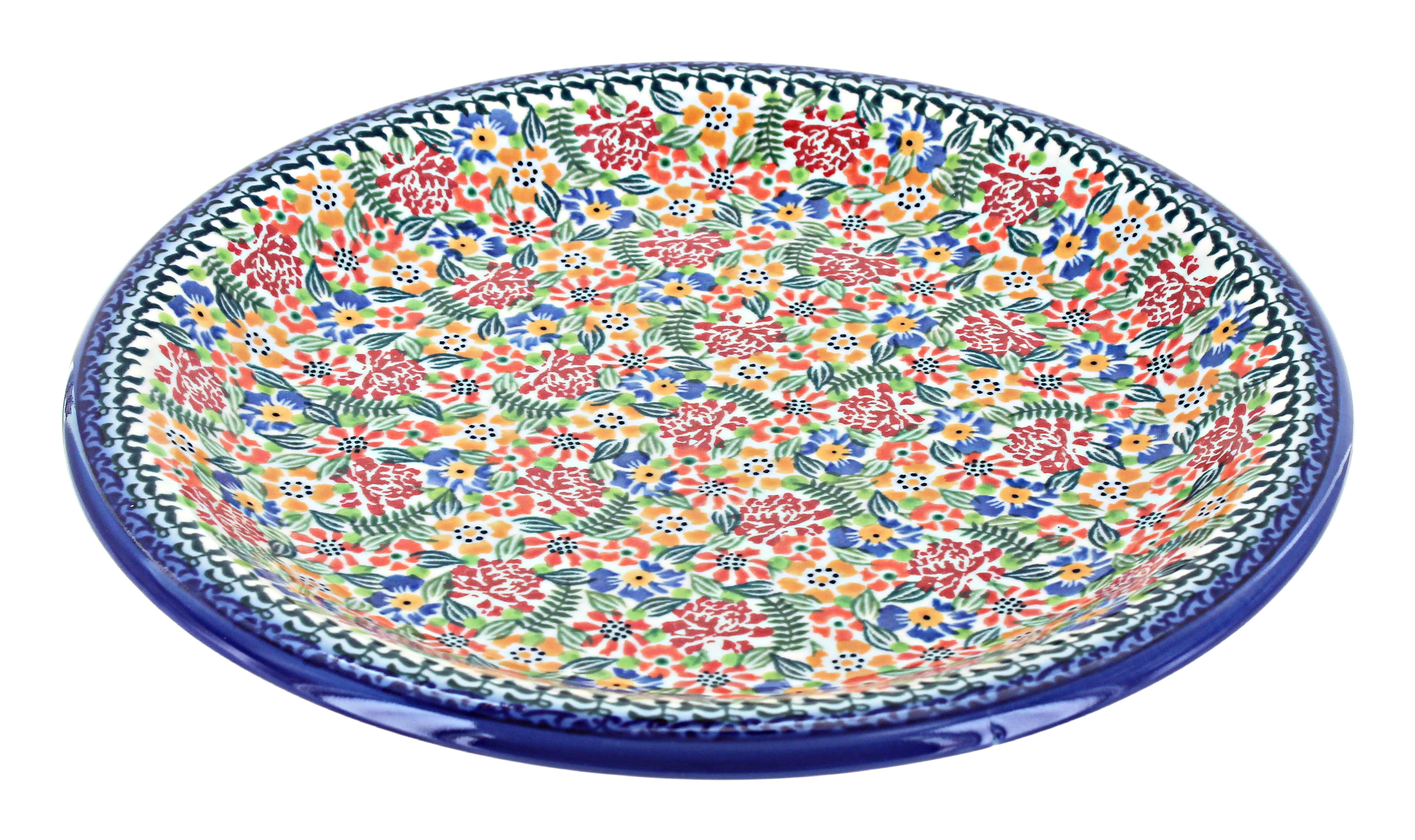Blue Rose Polish Pottery Tahiti Dinner Plate