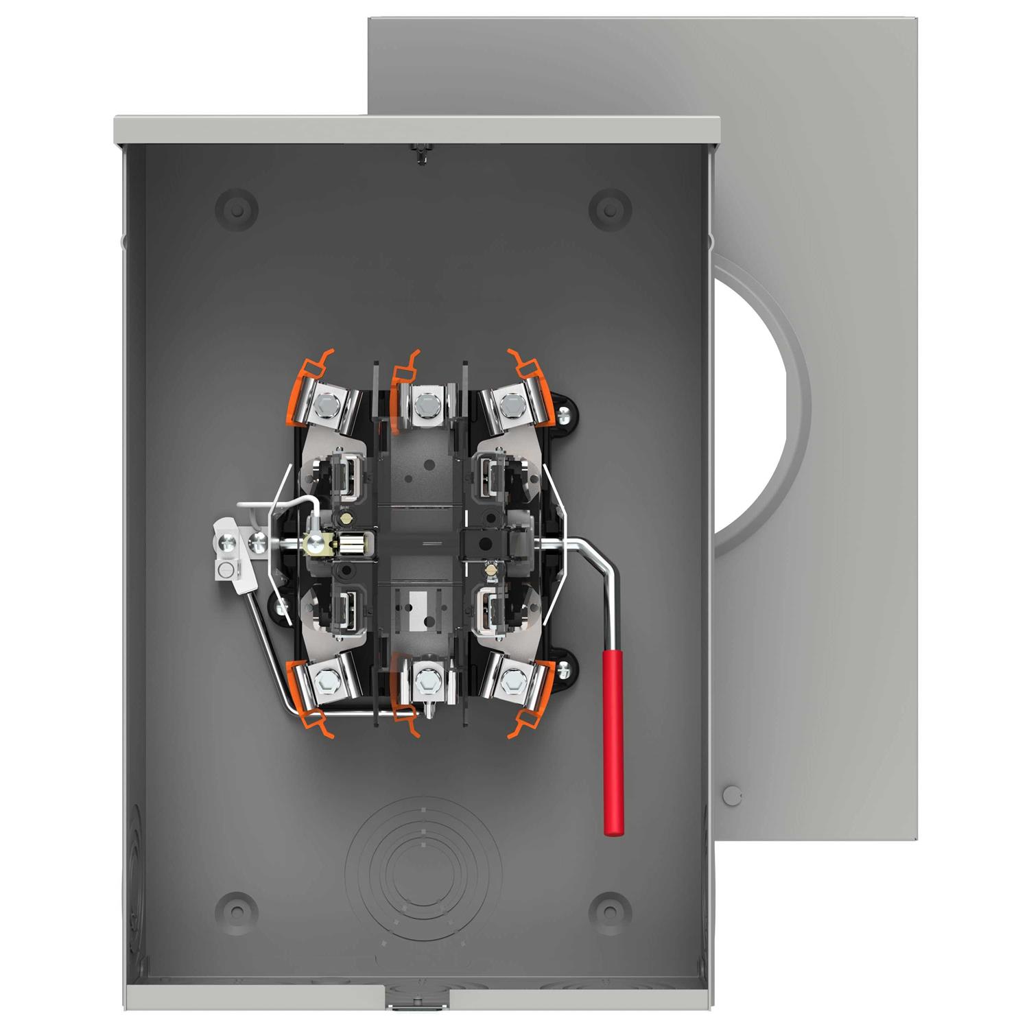 Siemens 40405-025F 200A 5-Jaw Ringless Meter Socket 1 Position Lever Bypass Overhead/Underground Stainless Steel Hasp