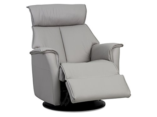 IMG Boss Large RG 387 Leather Relaxer Recliner Swivel Glider Chair - Manual Recline Trend Pebble Leather -