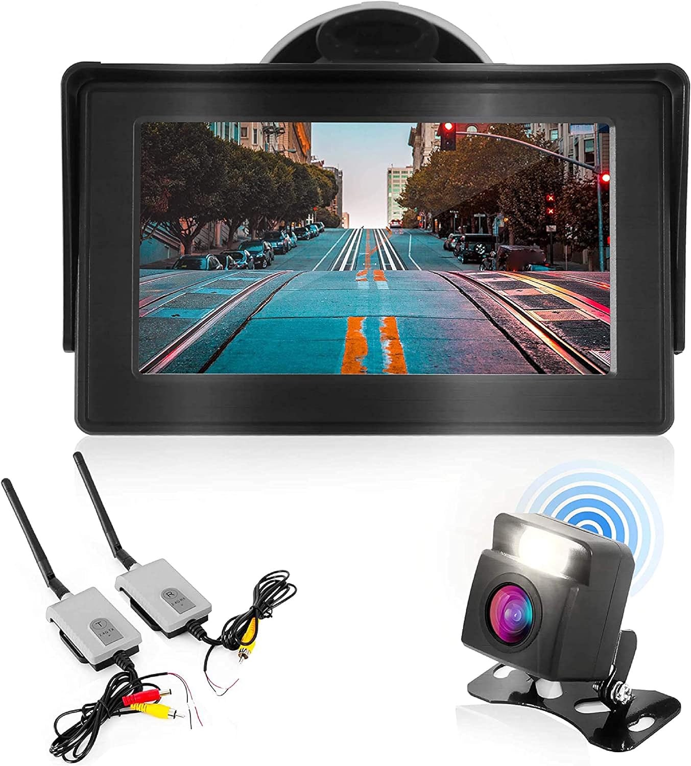Wireless Backup Rear View Camera - Waterproof Car Parking Rearview Reverse Safety/Vehicle Monitor System w/ 4.3” Video Color LCD Display Screen