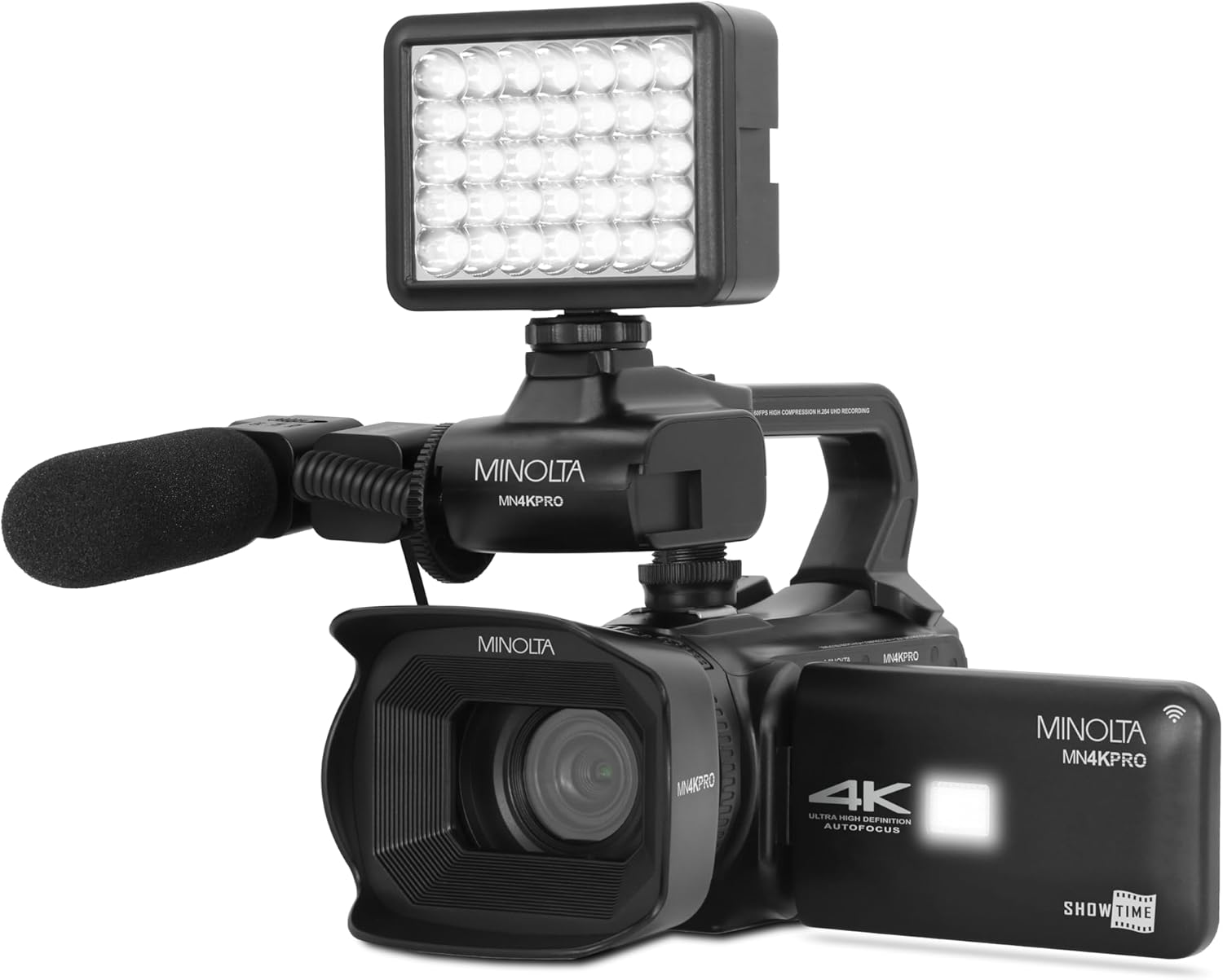 Minolta MN4KPRO 4K60FPS Ultra HD / 64 MP Autofocus Pro Camcorder Kit w/WiFi