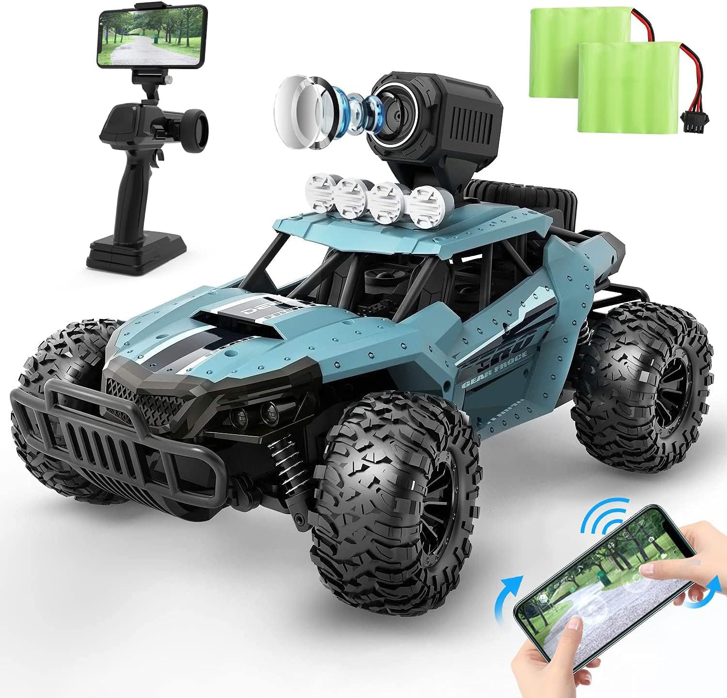 DEERC RC Cars DE36W Remote Control Car with 720P HD FPV Camera, 1/16 Scale Off-Road Remote Control Truck