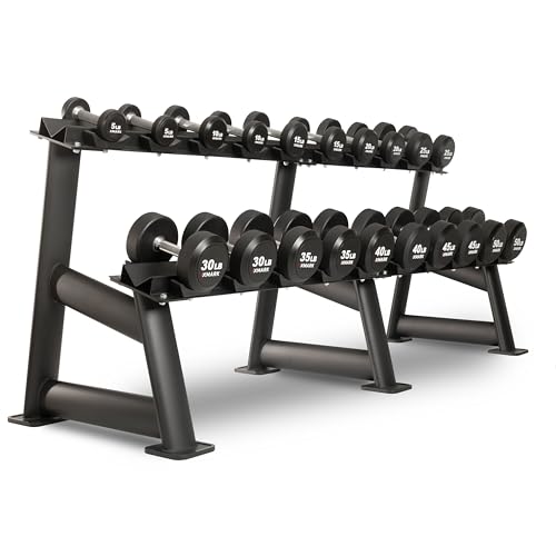 XMARK Dumbbell Weights Sets, 5-50lb and 5-75lb Dumbbell Sets, No Odor, Urethane Dumbbells, Commercial Gym and Home Gym Equipment