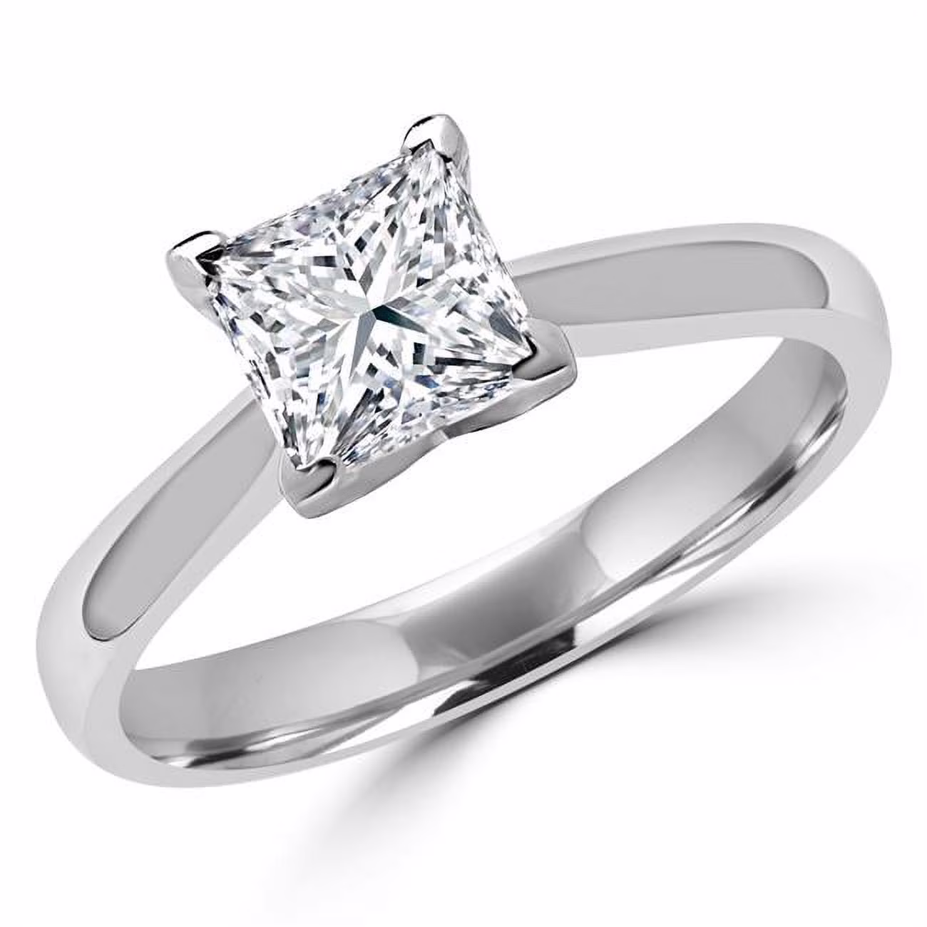 MD160045-3.5 0.4 CT Classic Princess Cut Solitaire Diamond Engagement Ring in 14K White Gold, Size 3.5