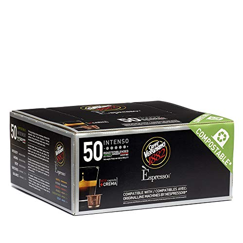 Caffe Vergnano Intenso Espresso Capsules | Compatible with Nespresso Original Line Machines | Compostable | Medium Roast | 50 Count (25oz) | Imported