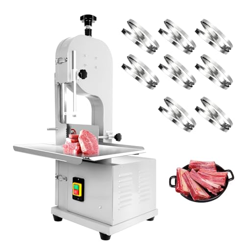 1500w Electric Meat Bone Saw, Stainless Steel Tabletop Meat Bandsaw for Butchering, Cutting Thickness 0.8-7.1 Inches