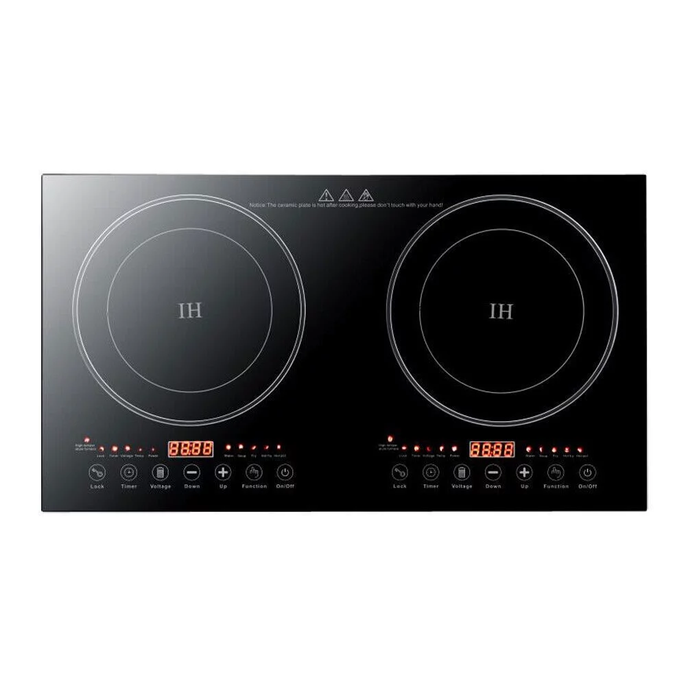 Portable Electric Induction Cooktop, 2-Burner Tempered Glass Countertop Dual Ceramic Cooker Burner Stove 2400W 110V
