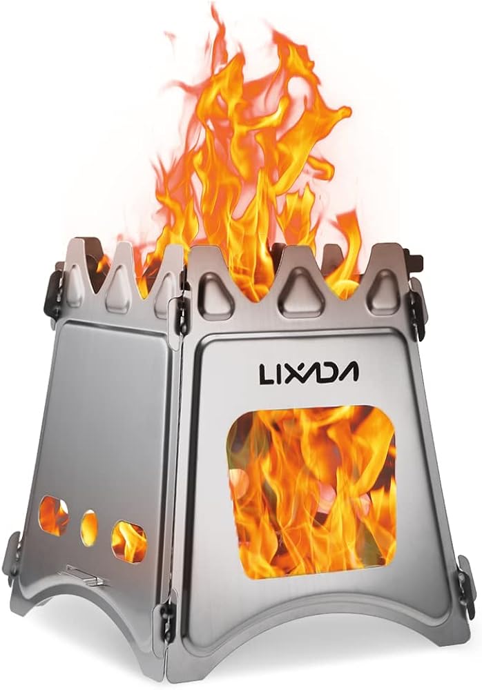 Lixada Camping Stove Portable Folding Stainless Steel Stove Wood Burning Stove Lightweight,Compact