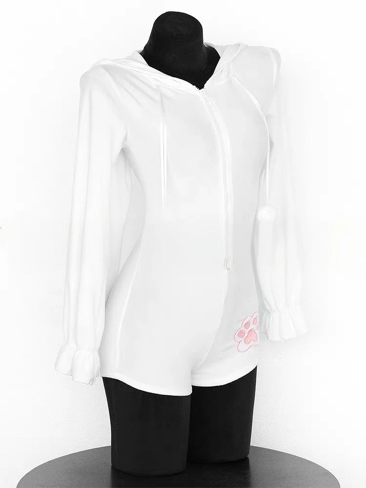 'Soft Bunny' Kawaii Bunny Paw Rabbit Ear Bodysuit Halloween Loungewear