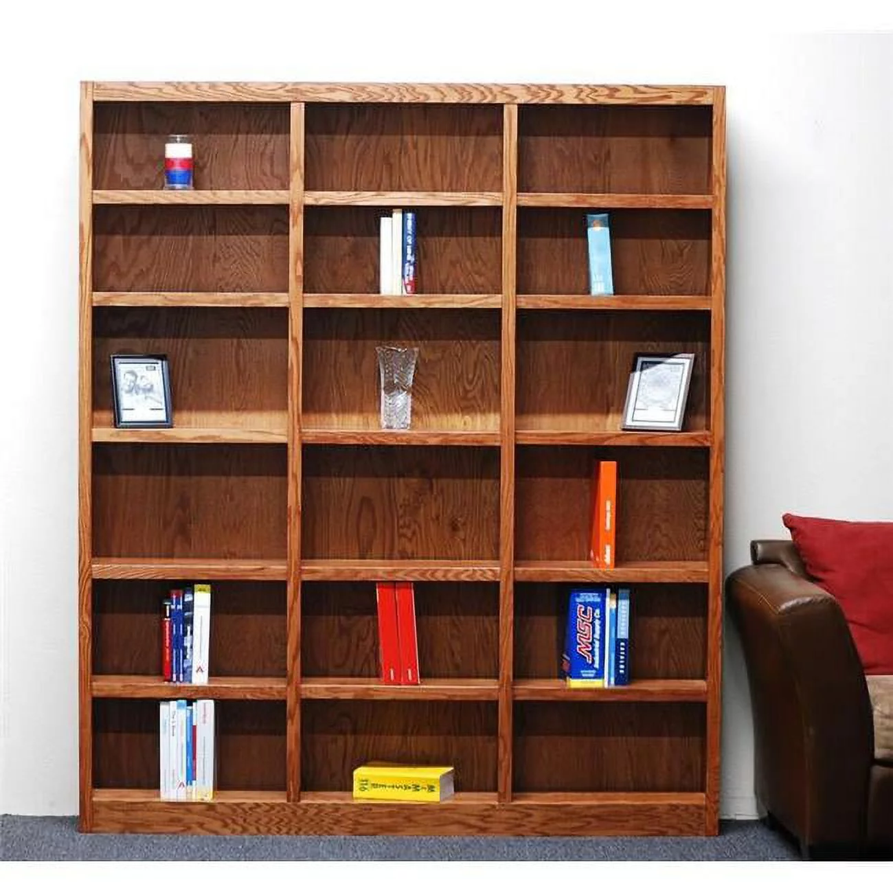 Wall Storage Unit Bookcase - Dry Oak Finish