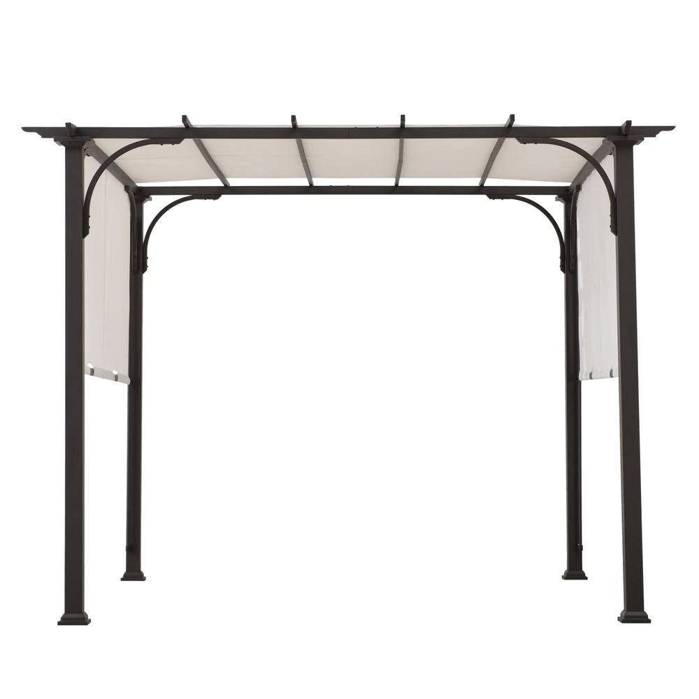 Sunjoy 10 ft. x 10 ft. Black Steel Classic Pergola with Adjustable White Shade