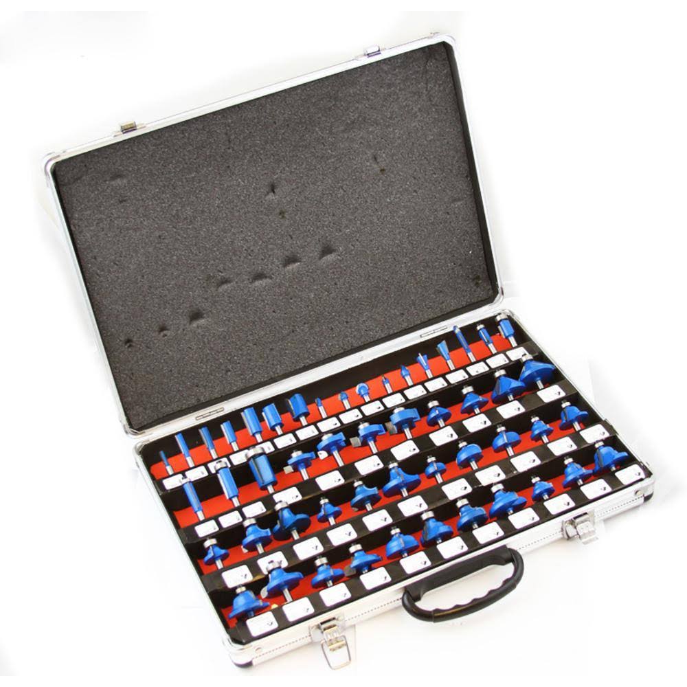 XtremepowerUS Router Bits 50-Piece 1/4 inch Tungsten Carbide Router Bit Set