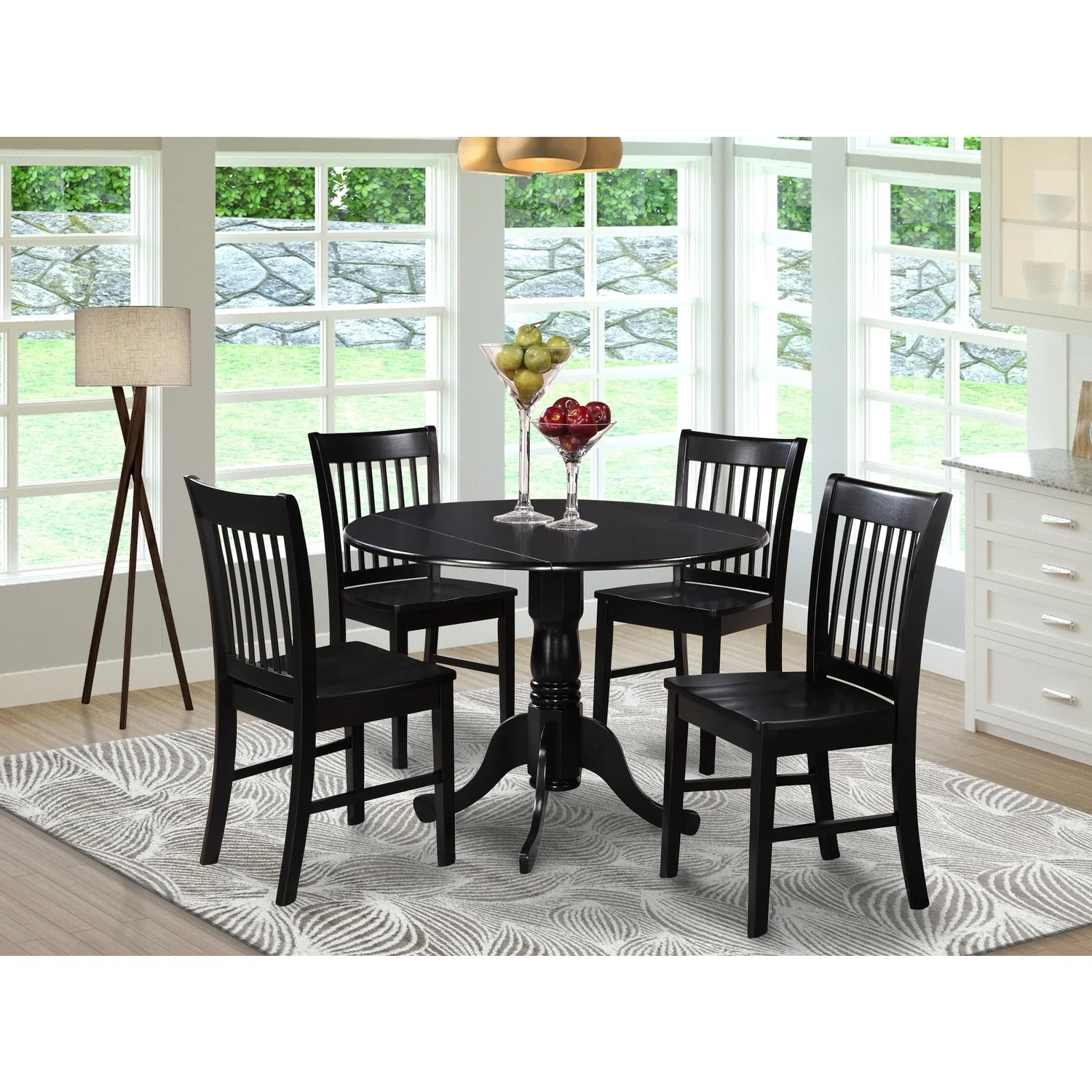 HomeStock Mountain Lodge Small Kitchen Table Set-Round Table And Dinette Chairs