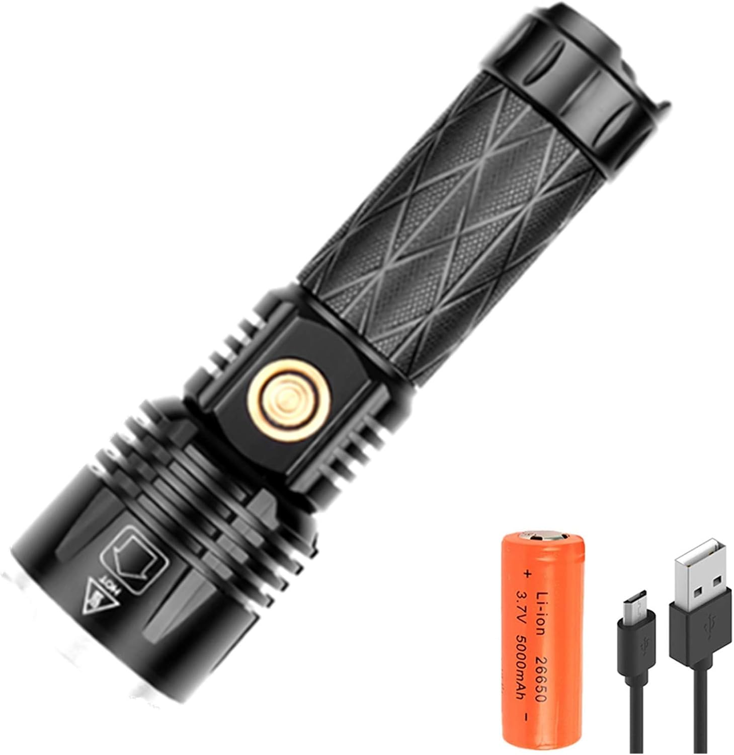High Power XHP90 LED Flashlight 30000 Lumens Ultra Bright XHP90 LED Handheld Flashlight USB Type-C Rechargeable Torch Adjustable Zoomable Waterproof