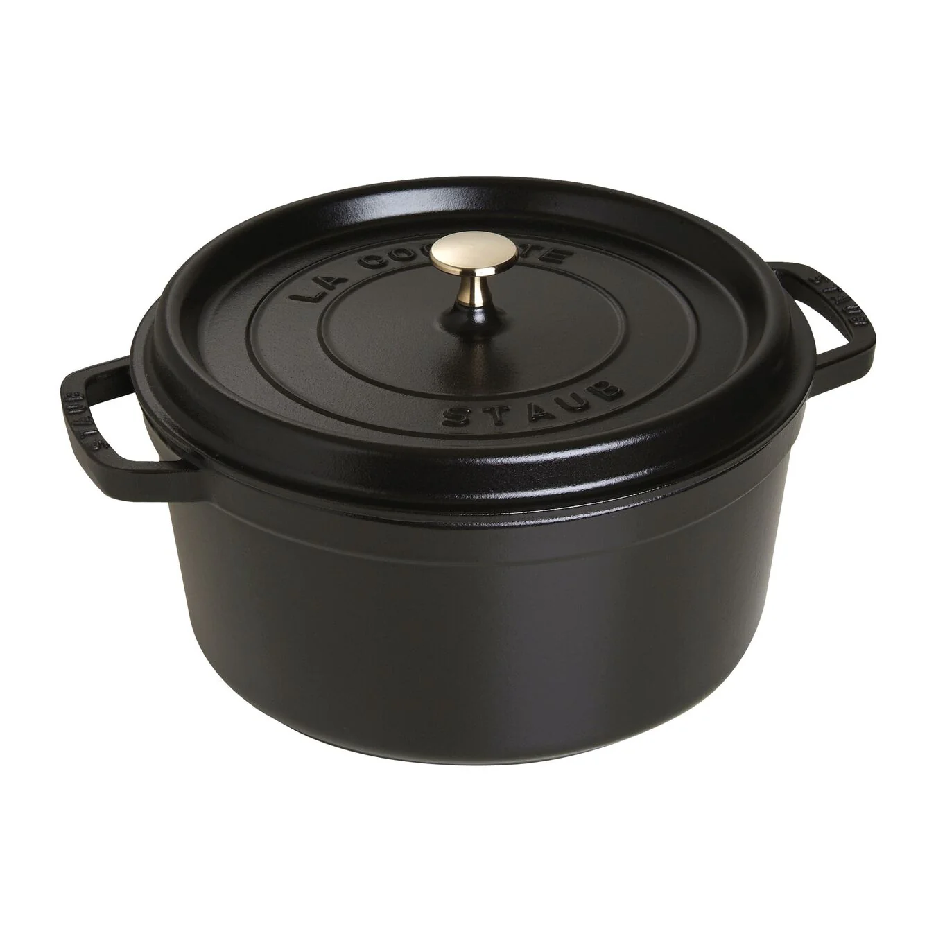 Staub 7 Qt. Cast Iron Round Dutch Oven in Black