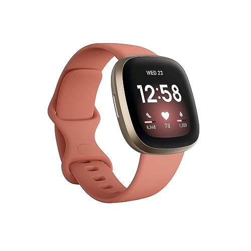 Fitbit Versa 3 Health & Fitness Smartwatch with GPS, 24/7 Heart Rate, Alexa Built-in, 6+ Days Battery, Black/Black, One Size (S & L Bands Included)