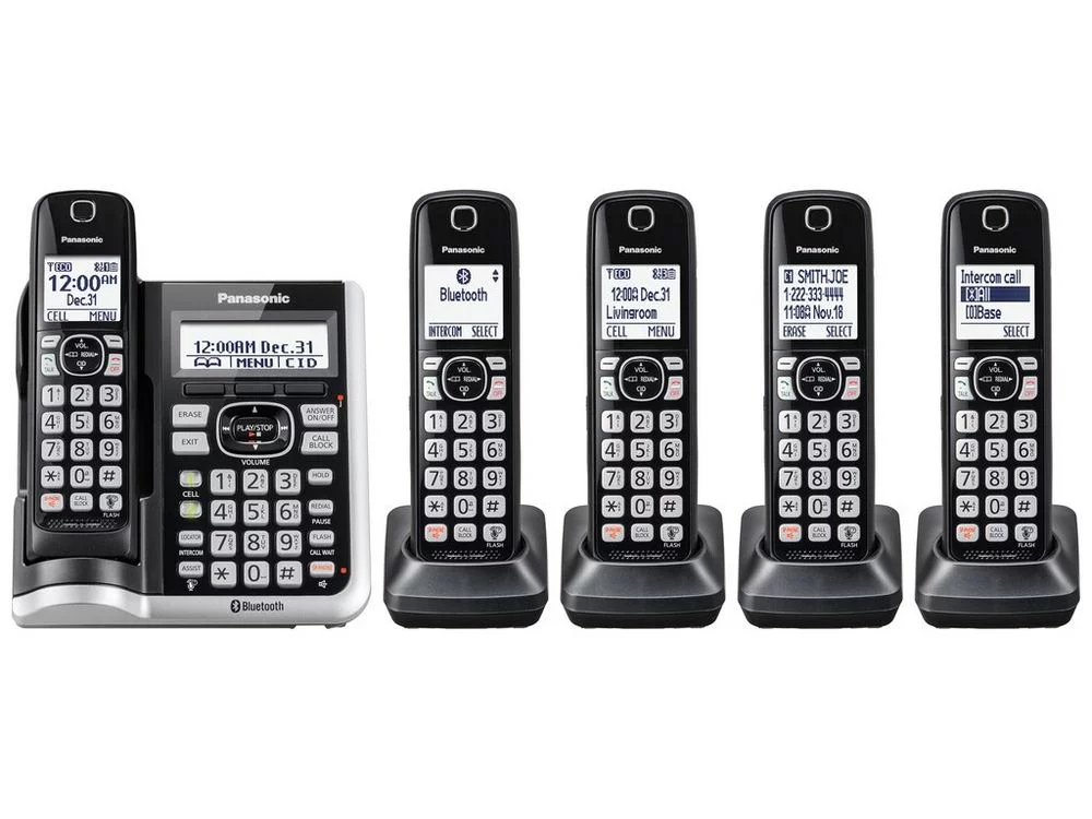 Panasonic Link2Cell Bluetooth® Cordless Phone with Answering Machine - 5 Handsets