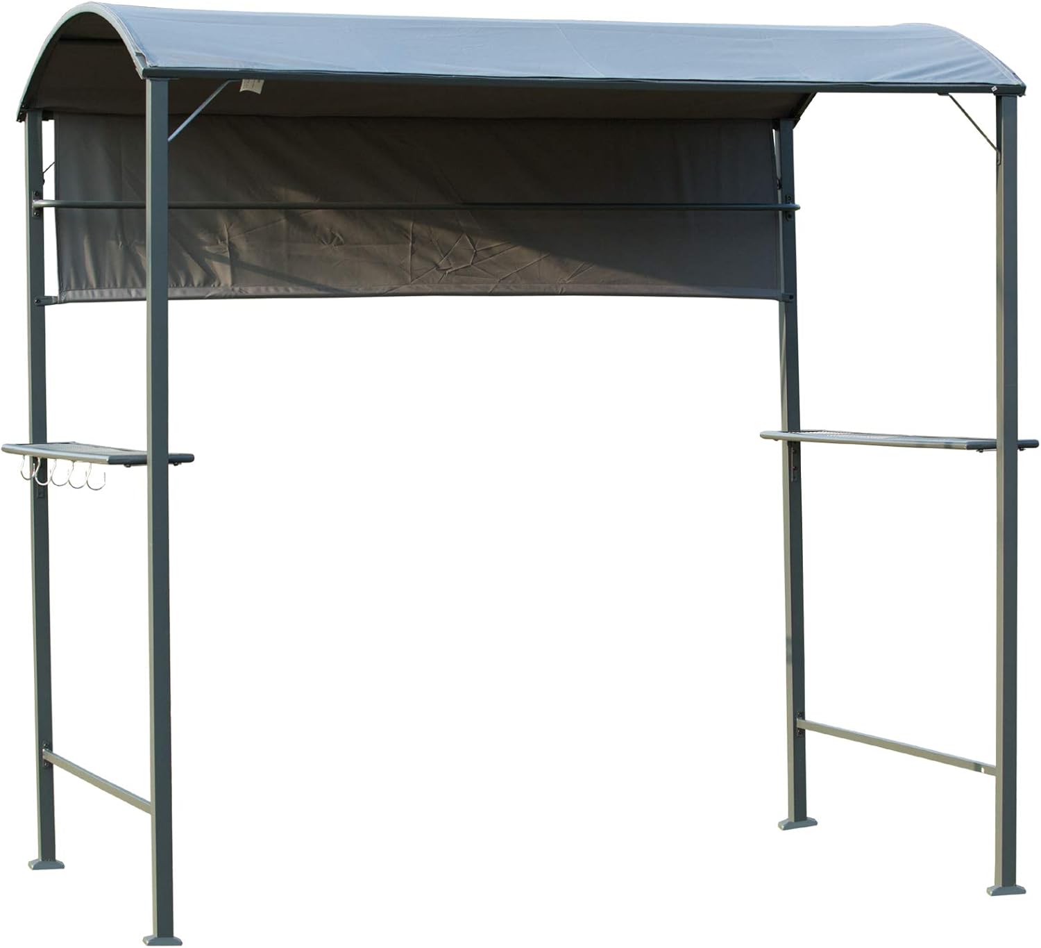 Outsunny 7FT Grill Gazebo BBQ Canopy with Sun Shade Panel Side Awning, 2 Exterior Serving Shelves, 5 Hooks for Patio Lawn Backyard
