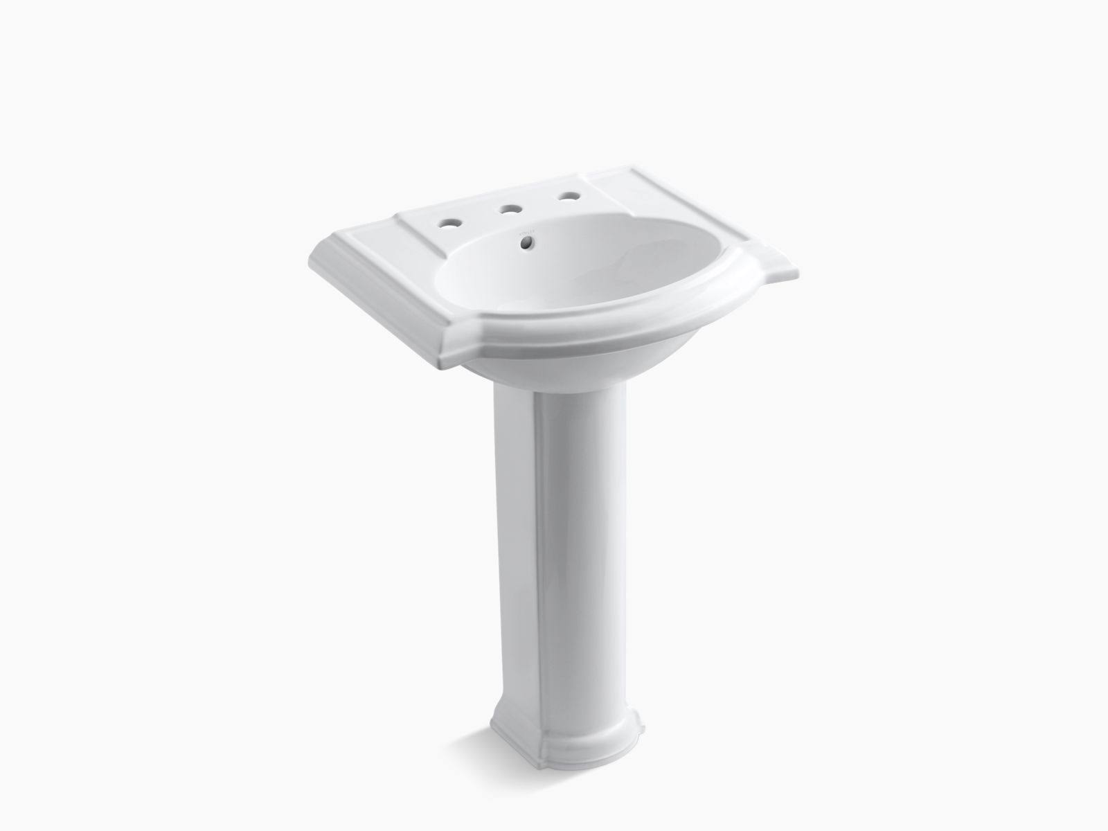 Kohler K-2286-8-0 Devonshire 24x22 Pedestal Bathroom Sink - White