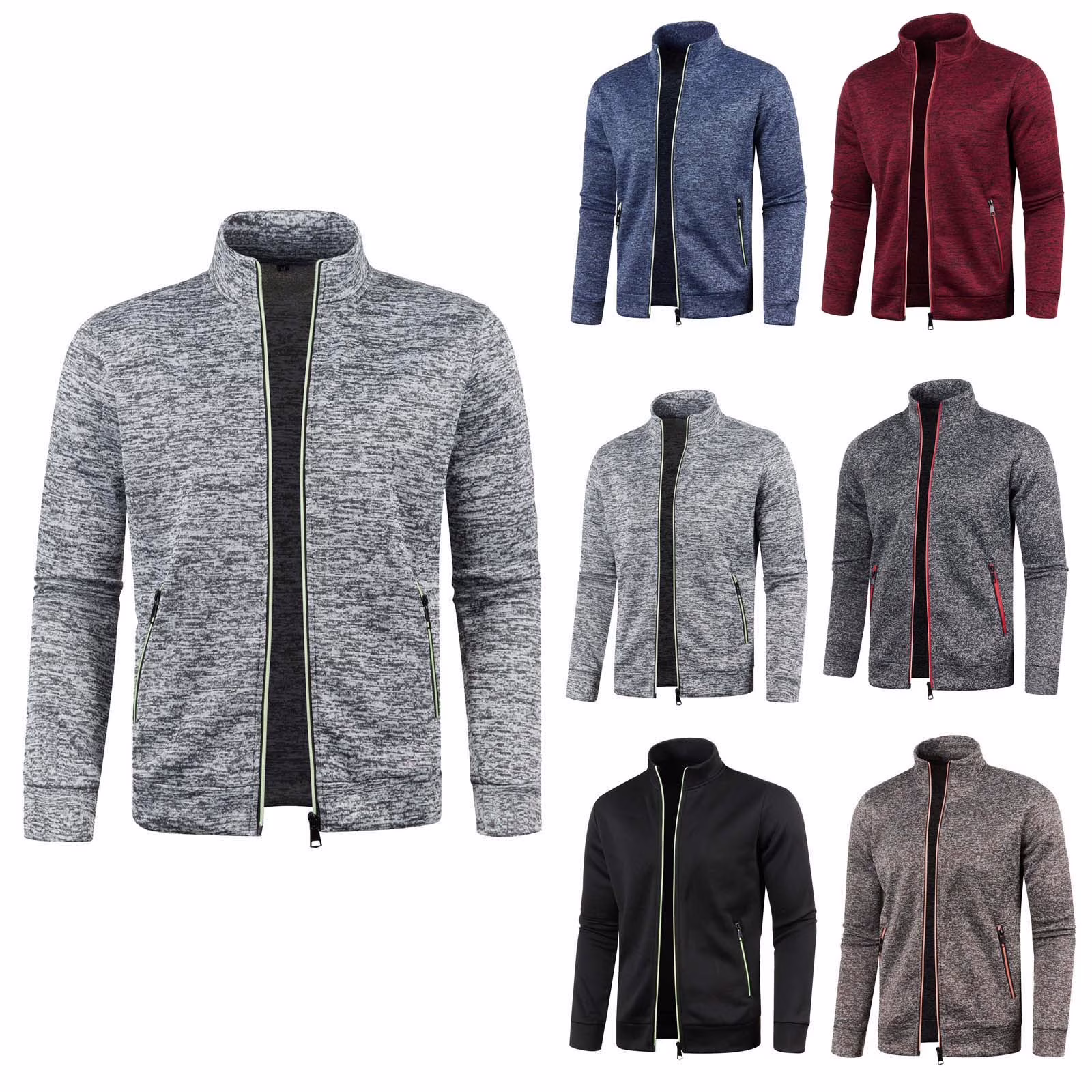 Mens Zip Up Hoodie Long Sleeve Full-zip Hooded Sweatshirt Pullover with Side Pocket Slim Fit Long Sleeve Lightweight Sweatshirt Sport Workout Coats