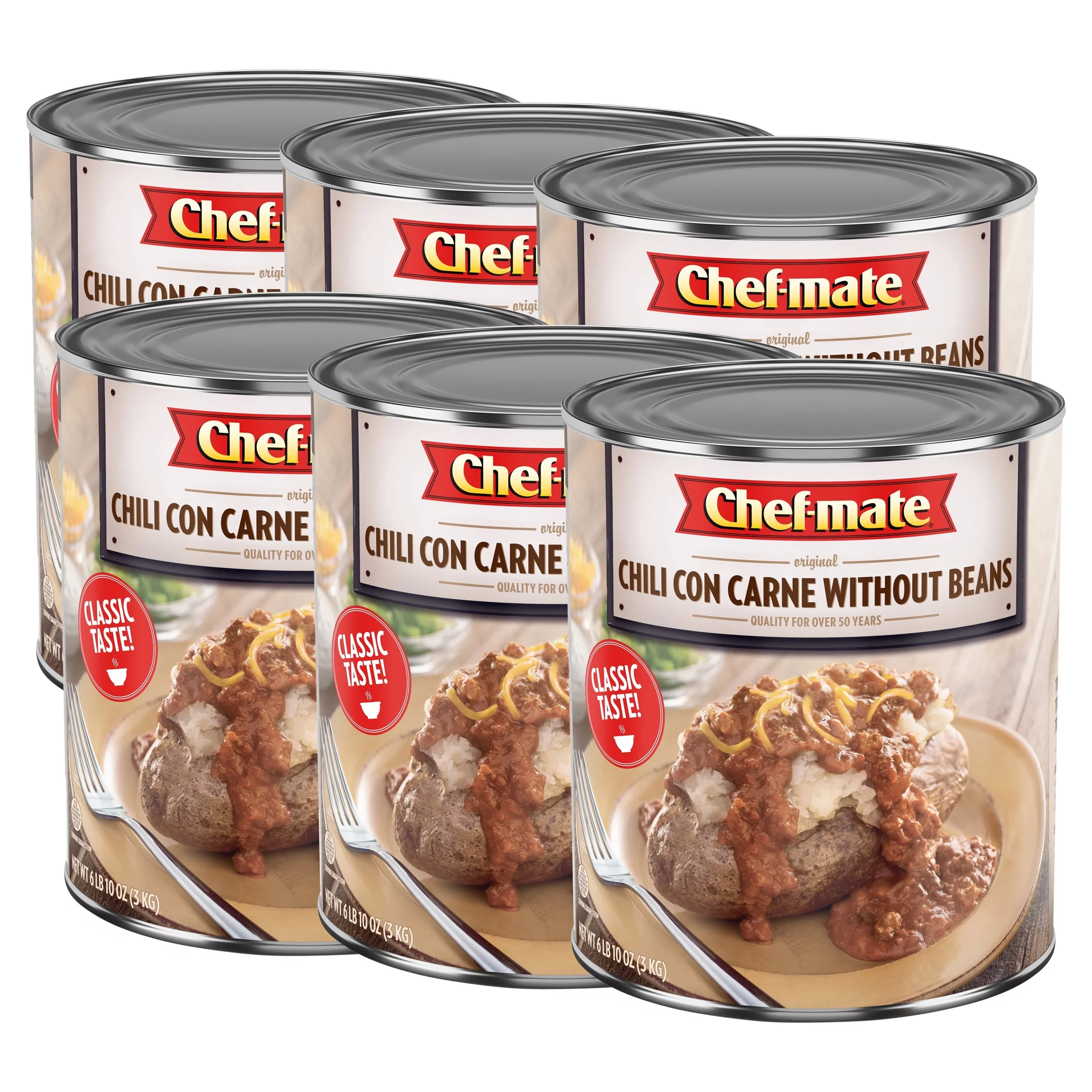 (6 pack) Chef-mate Chili Con Carne without Beans, 106 oz Can