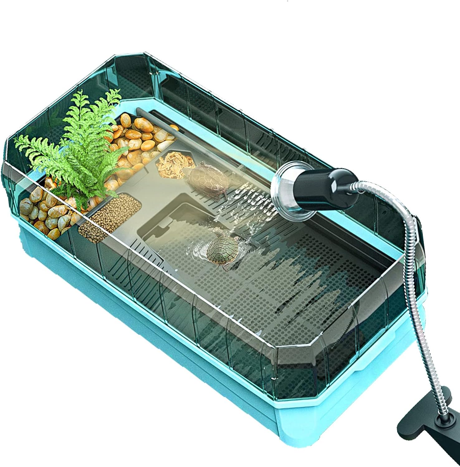 Binano Turtle Aquarium Turtle Tank kit Includes Accessories with Water Filter High Anti-Escape Fence and Large Space, Turtles can be Given a Shower