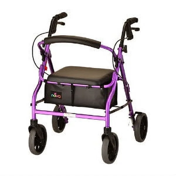 Rollator Nova Zoom 20 Aluminum Rolling Walker Weight Capacity 300 lbs (Purple) - Curated Treasures Market