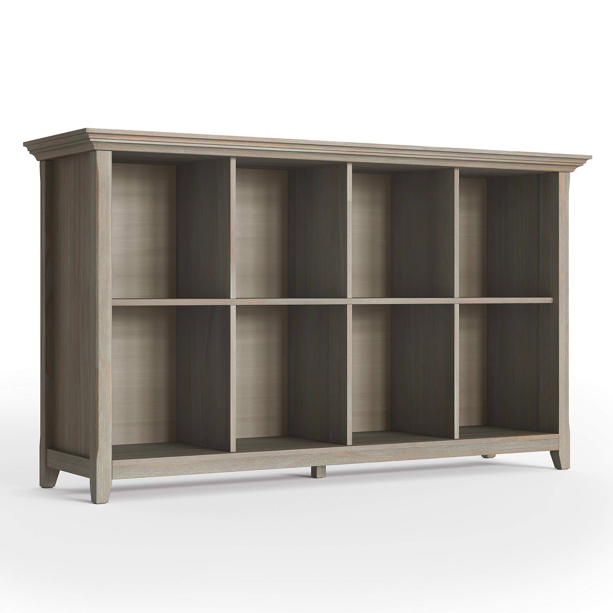 Simpli Home AXCAMH20-GR Amherst Solid Wood 33 inch x 57 inch Transitional 8 Cube Storage Sofa Table in Distressed Grey