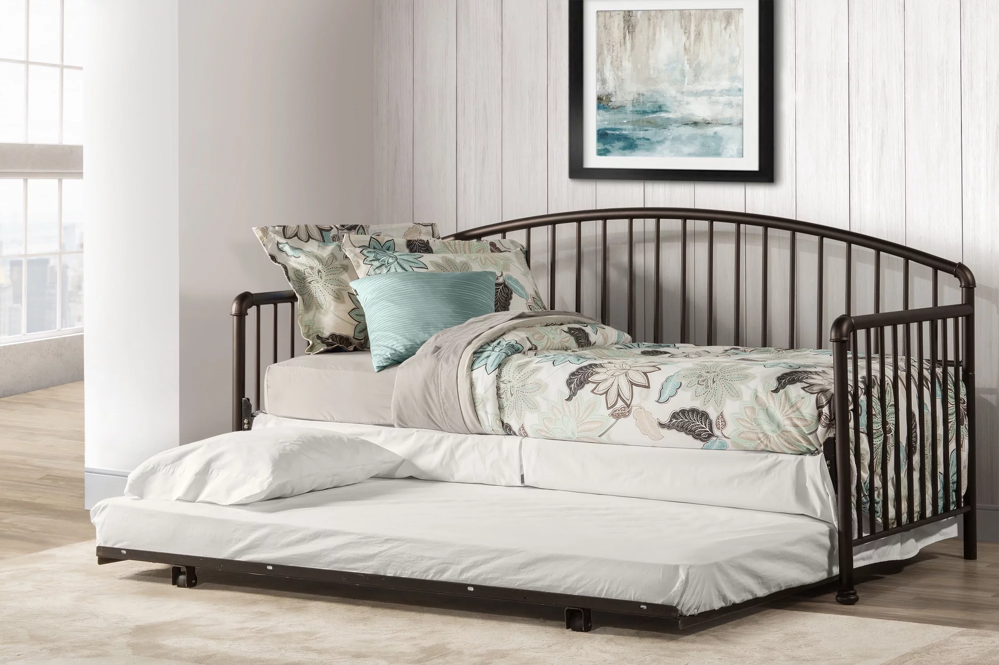 Hillsdale Furniture Brandi Metal Twin Daybed with Trundle, Oiled Bronze