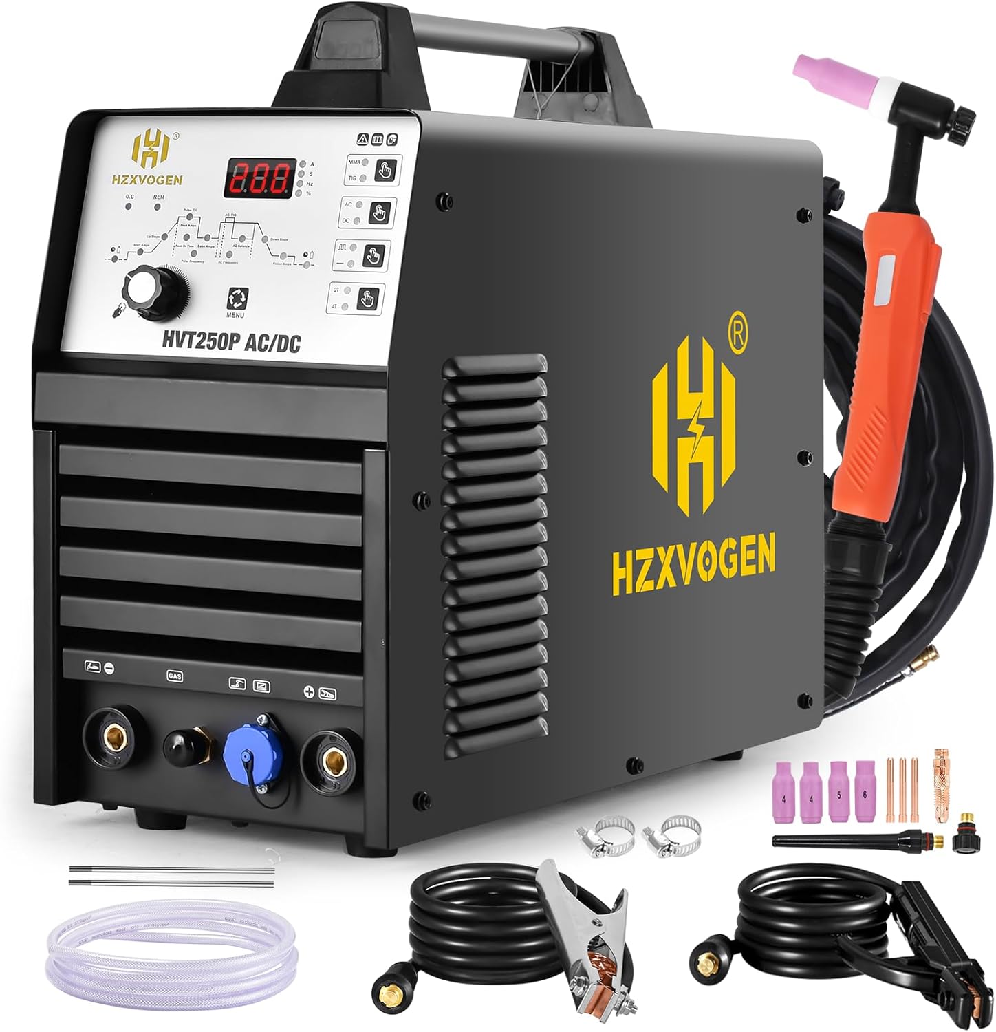 HZXVOGEN 200Amp AC/DC Aluminum TIG Welder with Pulse 4 in 1 Multiprocess Welding Machine Dual Voltage 110V/220V IGBT Inverter HF