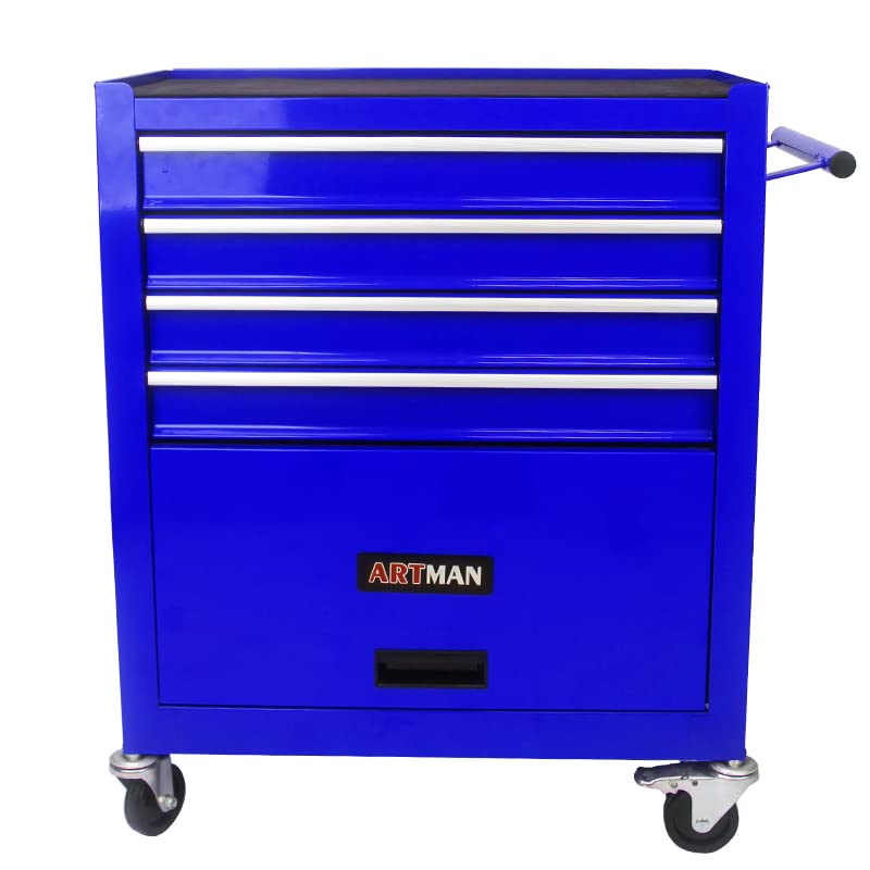 4-Drawer Rolling Tool Cart, Metal Tool Storage Organizer Cabinet with Interlock System and Wheels, Multifunctional Mechanic Tool Chest for Garage