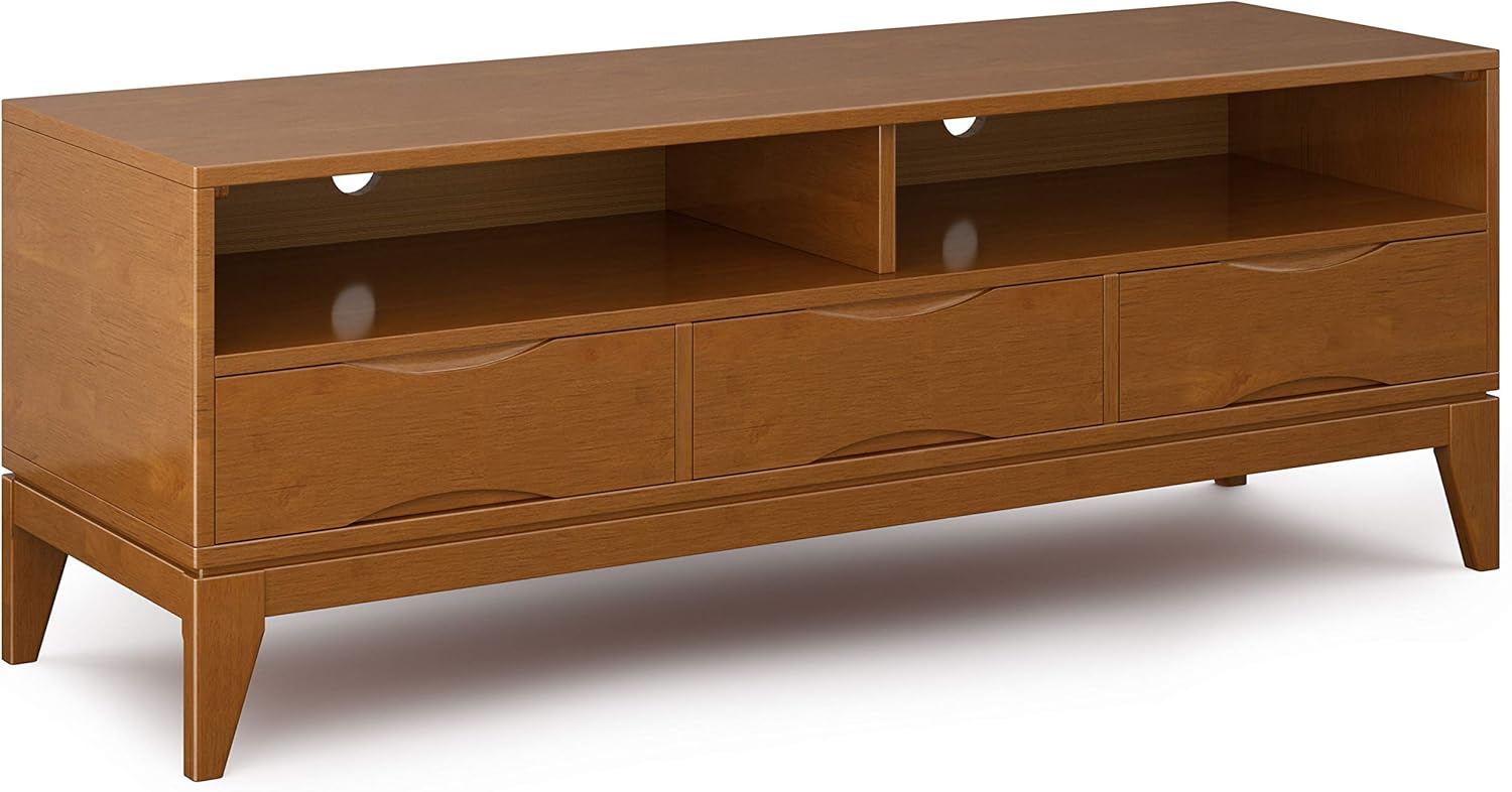 SIMPLIHOME Harper SOLID WOOD Universal TV Media Stand, 60 inch Wide,Industrial, Living Room Entertainment Center, Storage Shelves and Cabinets
